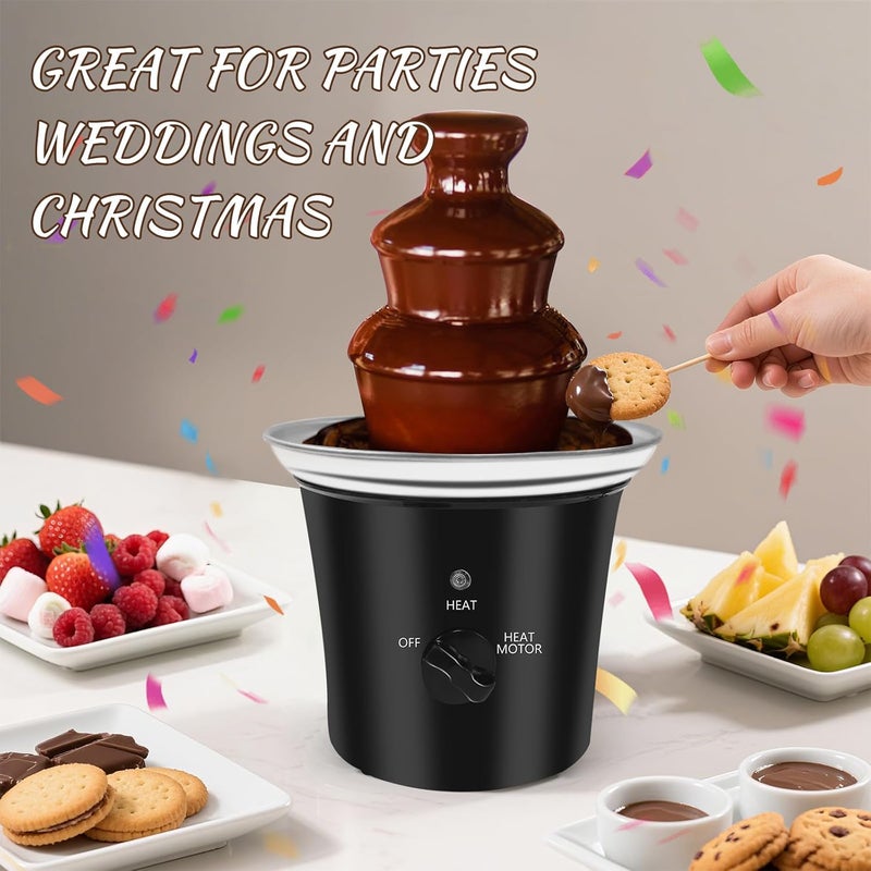 ZEVELOO آلة نافورة الشوكولاتة الصغيرة الكهربائية ل fondue الشوكولاتة من الفولاذ المقاوم للصدأ للشوكولاتة والحلويات والزبدة والجبن - Image 2